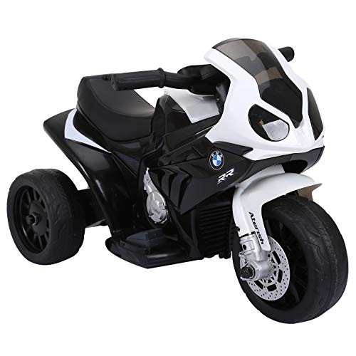 HOMCOM Compatible para Electric Motobicicleta para Niños 18-36 Meses con Faros Música Batería de 6V Negro BMW S1000RR