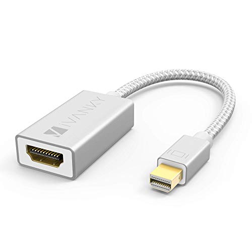 iVANKY Adaptador Mini DisplayPort a HDMI (Cabezales de Aluminio, Conexión Fácil) Adaptador Thunderbolt a HDMI Compatible con Microsoft Surface Pro, Lenovo y Otro Dispositivo con Puerto Mini DP, Blanco