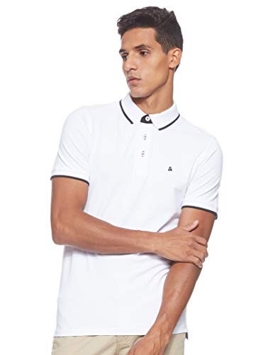 Jack & Jones Jjepaulos Polo SS Noos, Blanco (White Detail: Slim Fit), Large para Hombre Jack & Jones Jjepaulos Polo SS Noos, Blanco (White Detail: Slim Fit), Large para Hombre