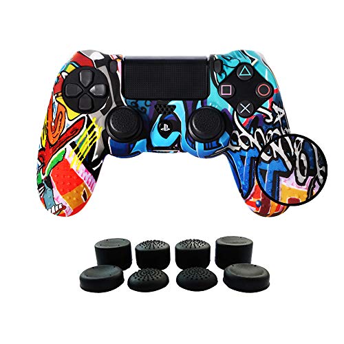 JANESAL Funda para Cubrir el Mando de PS4 con 8 Grips para Pulgares, Funda Antideslizante de Silicona, Carcasa Protectora para Mando de PS4 / Slim/Pro JANESAL Funda para Cubrir el Mando de PS4 con 8 Grips para Pulgares, Funda Antideslizante de Silicona, Carcasa Protectora para Mando de PS4 / Slim/Pro