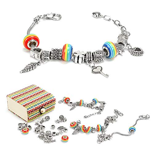 Kit para Hacer Pulseras, Kit Artesanía DIY Hacer Pulseras con Colgantes Regalo Joyería Cadena de Serpiente Plateada Hacer Pulseras Niñas Kit para Hacer Pulseras, Kit Artesanía DIY Hacer Pulseras con Colgantes Regalo Joyería Cadena de Serpiente Plateada Hacer Pulseras Niñas