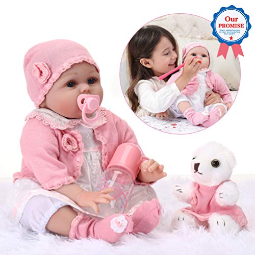 KKI Muñecas Reborn, Bebé Reborn de 55 cm Muy Realistas con su Osito, Muñecas Niña Reborn100% Hechas a Mano de Vinilo de Silicona Soft, Regalo de Crecimiento Infantil(EN71) KKI Muñecas Reborn, Bebé Reborn de 55 cm Muy Realistas con su Osito, Muñecas Niña Reborn100% Hechas a Mano de Vinilo de Silicona Soft, Regalo de Crecimiento Infantil(EN71)