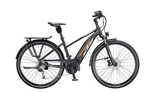 KTM Macina Fun 510 Bosch Trekking - Bicicleta eléctrica 2020, Color Negro Mate, Gris y Naranja, tamaño 28" Damen Trapez 51cm, tamaño de Rueda 28.00