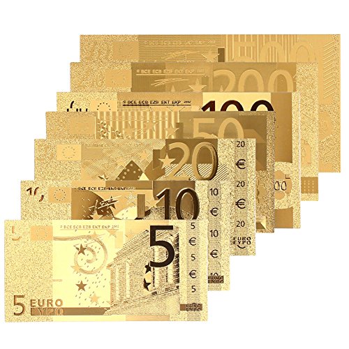 Leaftree 8 UNIDS Decoración de Billetes de Banco 5 10 20 50 100 200 500Euro 24 K Chapado en Oro Euro Antique Home Decoration Gold