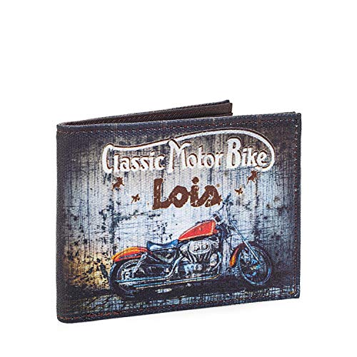 Lois - Cartera de Chico. Monedero Billetero Juvenil de Lona Estampada Moto. Muchos Compartimentos. Caja para Regalo. Estilo Joven Bonito Diseño. Completa. 12603, Color Marron Lois - Cartera de Chico. Monedero Billetero Juvenil de Lona Estampada Moto. Muchos Compartimentos. Caja para Regalo. Estilo Joven Bonito Diseño. Completa. 12603, Color Marron