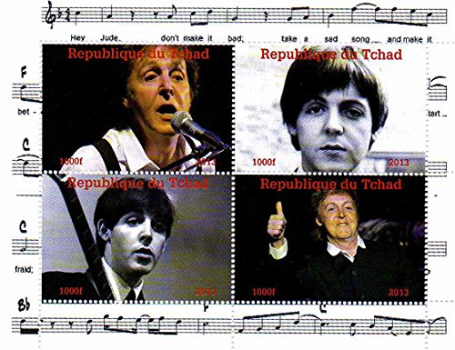 Los Sellos de los Beatles - Paul Mccartney - 4 Fotos del Legendario Beatle - Casa de la Moneda y la hojita sin Montar con 4 Sellos