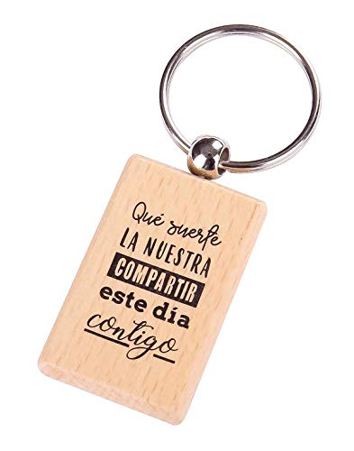 Lote de 20 Llaveros de Madera con Frases"SUERTE LA NUESTRA" - Llaveros con Frases Originales Bodas, Bautizos, Comuniones y Cumpleaños Lote de 20 Llaveros de Madera con Frases"SUERTE LA NUESTRA" - Llaveros con Frases Originales Bodas, Bautizos, Comuniones y Cumpleaños