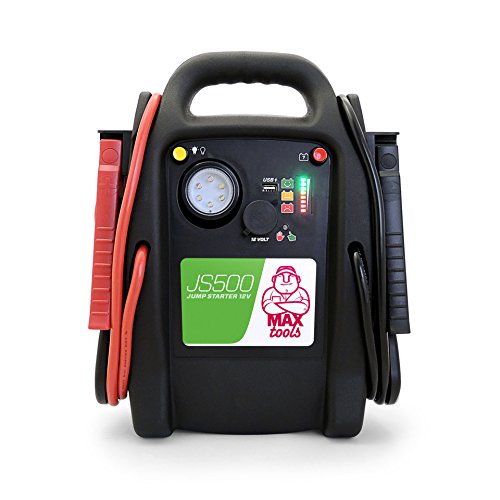 MAXTOOLS, JS500, Arrancador y Batería de Emergencia para Turismos y Furgonetas, 2200A 22Ah, para Motores de 12V de Gasolina y Gasóleo, Jump Starter, Booster, con Linterna LED y Puerto USB