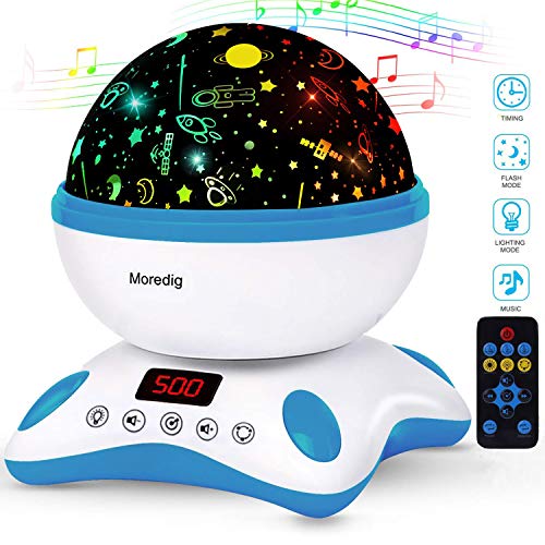 Moredig Proyector Estrellas Bebé, Lámpara Proyector Infantil Luz Nocturna con Rotación y Música, Función de Temporización y Control Remoto, 8 Modos Luz de la Noche, Perfecto Regalo Navidad - Azul Moredig Proyector Estrellas Bebé, Lámpara Proyector Infantil Luz Nocturna con Rotación y Música, Función de Temporización y Control Remoto, 8 Modos Luz de la Noche, Perfecto Regalo Navidad - Azul