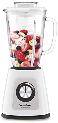 Moulinex Blendforce Cristal LM430110 Batidora vaso de cristal 800 W, 4 cuchillas con función pica hielos, 3 velocidades, limpieza fácil y jarra de cristal termoresistente de 1.75 litros Moulinex Blendforce Cristal LM430110 Batidora vaso de cristal 800 W, 4 cuchillas con función pica hielos, 3 velocidades, limpieza fácil y jarra de cristal termoresistente de 1.75 litros