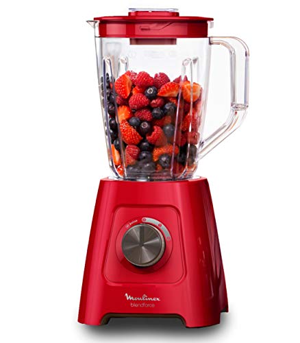 Moulinex Blendforce LM420510 - Batidora Vaso de Plástico, 600 W, 4 Cuchillas de Acero Inoxidable, 2 Velocidades, Limpieza Fácil y Jarra de Plástico de 1.25 L, Apta para Hielo, Rojo Moulinex Blendforce LM420510 - Batidora Vaso de Plástico, 600 W, 4 Cuchillas de Acero Inoxidable, 2 Velocidades, Limpieza Fácil y Jarra de Plástico de 1.25 L, Apta para Hielo, Rojo