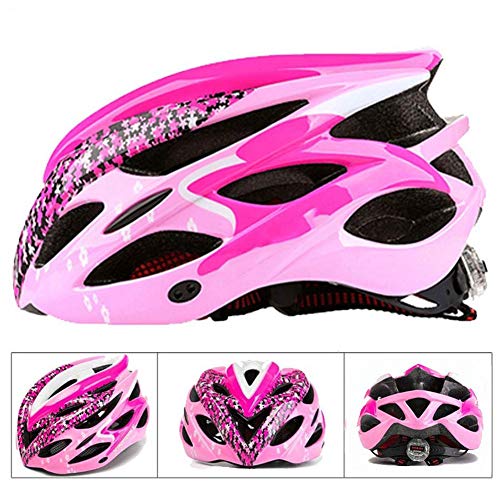 MXYMC - Casco para bicicleta de montaña con luz para mujeres y hombres, casco de bicicleta con Light Mountain Bike Road MTB Integral, color rosa, tamaño M / L (56-60CM)