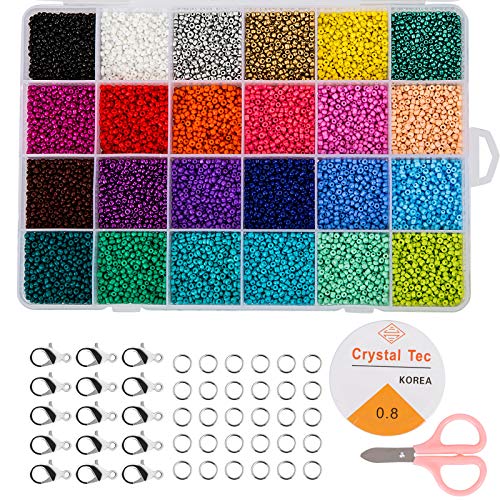 Naler Cuentas de Colores 2mm Mini Cuentas y Abalorios Cristal para DIY Pulseras Collares Bisutería (24 Colores)