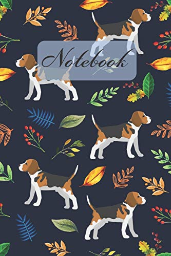 Notebook: Tricolor Beagle Dog And Leaves - Diary / Notes / Track / Log / Journal , Book Gifts For Women Men Kids Teens Girls Boys 6x9" 120 Pages (Lovely Dog Notebook)