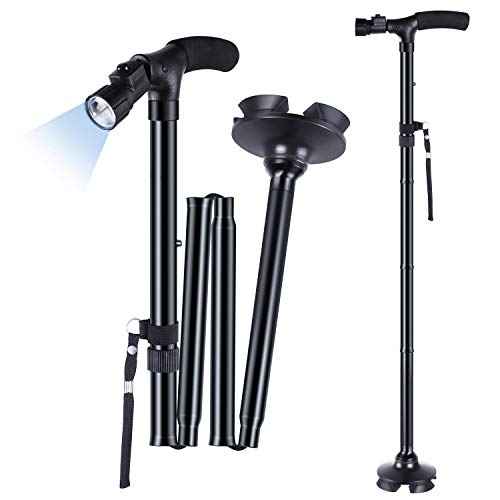 Ohuhu Bastón Plegable con Luces incorporadas LED Dependable Altura Ajustable Ligero Palo Plegable Bastón no Deslizamiento Unisex Adulto Ohuhu Bastón Plegable con Luces incorporadas LED Dependable Altura Ajustable Ligero Palo Plegable Bastón no Deslizamiento Unisex Adulto