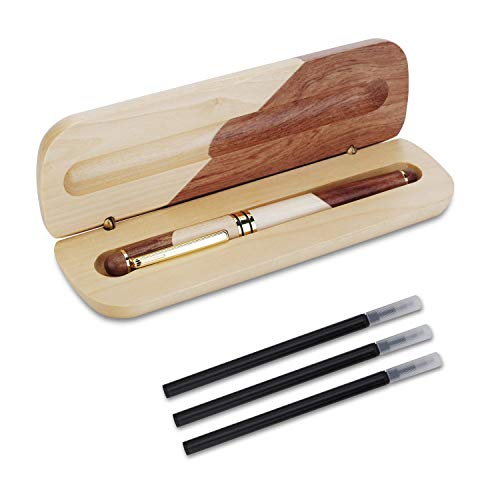 OMZGXGOD - Bolígrafo de madera hecho a mano natural, pluma de regalo de lujo, personalizada, elegante y exquisito juego de pluma de regalo