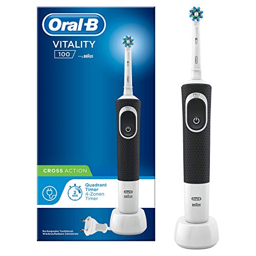 Oral-B Vitality 100 Cepillo Eléctrico Recargable con Tecnología de Braun, 1 Mango Negro, 1 Cabezal de Recambio CrossAction Oral-B Vitality 100 Cepillo Eléctrico Recargable con Tecnología de Braun, 1 Mango Negro, 1 Cabezal de Recambio CrossAction