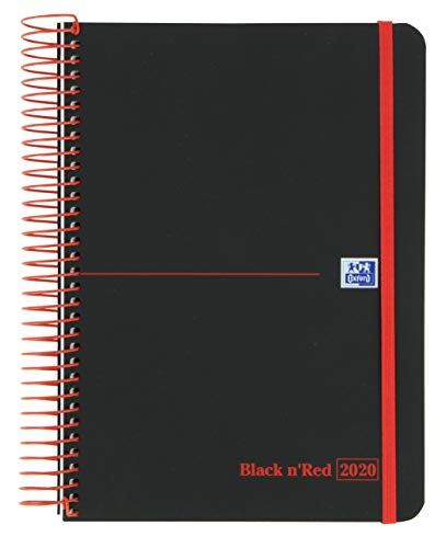 Oxford Agenda Anual Black n'Red A5 S/V Castellano, Espiral, Tapas Plástico