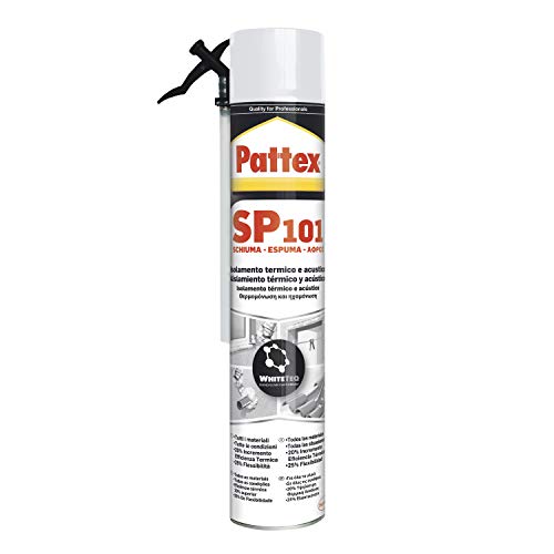 Pattex SP101 Espuma, espuma de poliuretano monocomponente para múltiples materiales, espuma expansiva de color blanco con estructura de celda extrafina, 1 x 750 ml