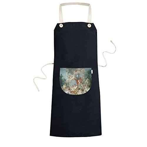 PINTURA al óleo de carácter bebé ángel antiguo Europea Art ilustración patrón cocina negro babero delantales de cocina con bolsillo para mujeres hombres Chef regalos PINTURA al óleo de carácter bebé ángel antiguo Europea Art ilustración patrón cocina negro babero delantales de cocina con bolsillo para mujeres hombres Chef regalos