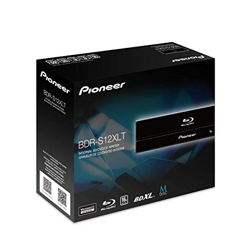 Pioneer BDR-S12XLT 16X SATA interna Blu-ray, DVD, grabadora de CD - Soporta discos M-Disc y BDXL (Negro, panel de revestimiento brillante)