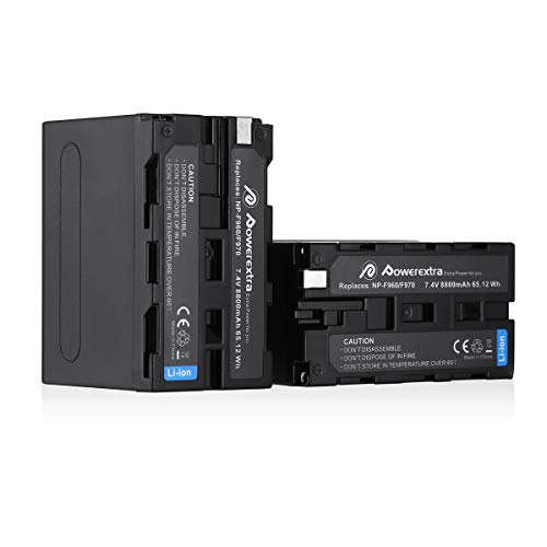 Powerextra Sony NP-F970 NP-F960 NP-F930 NP-F950 Sony Cámara 2 x Baterías 8800mAh Sony DCR-VX2100 DSR-PD150 DSR-PD170 FDR-AX1 HDR-AX2000 HDR-FX1 HDR-FX7 HDR-FX1000 HVL-LBPB