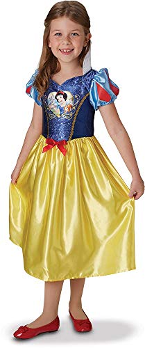 Princesas Disney - Disfraz de Blancanieves con lentejuelas para niña, infantil 5-6 años (Rubie's 641023-M)