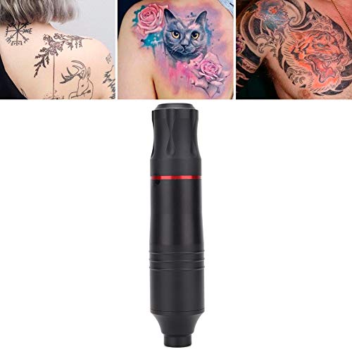 Profesional pluma de tatuaje con aguja corta, Máquina rotatoria de tatuaje, Máquina de motor Liner Shader, Herramienta ceja maquillaje pistola cartucho, Kits de suministros tatuaje(Negro)