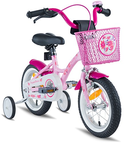 PROMETHEUS BICYCLES - Bicicleta Infantil Para Niña,  a Partir de 3 Años Con Ruedines Y Freno Contrapedal – Bicicleta Infantil 12" Classic Edition 2019,  Rosa Lila, 12 Pulgadas