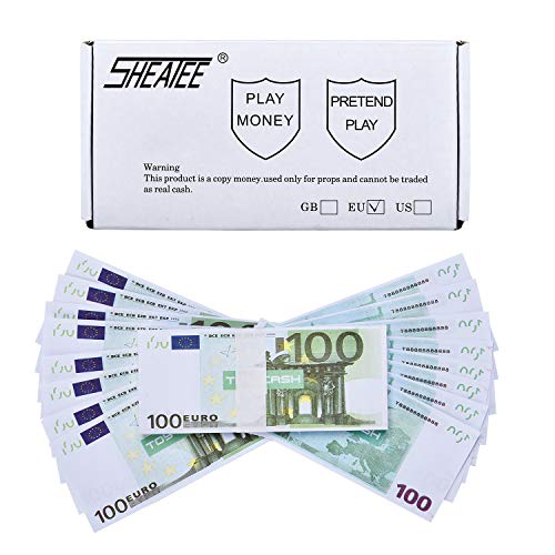 Prop Money Euro €10,000 Impresión Completa Copia 100 Euro.para Money Gun,Publicidad,Jugar con Dinero Falso,Fiesta,Supreme Money Spray,Gun Cannon,Disfraces,Trucos de Magia,Juegos de Casino