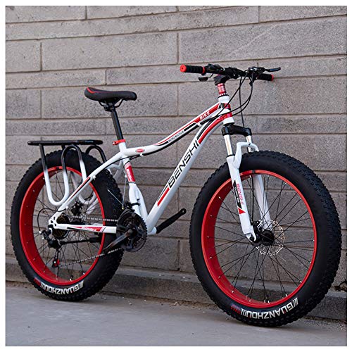 QMMD Bicicleta Montaña 26 Pulgadas, Adulto Neumáticos de Bicicleta de Gran Tamaño, 7-21-24-27- Velocidades Hard Tail Bicicleta, Marco De Acero De Alto Carbono Bike,J Spokes,21 Speed