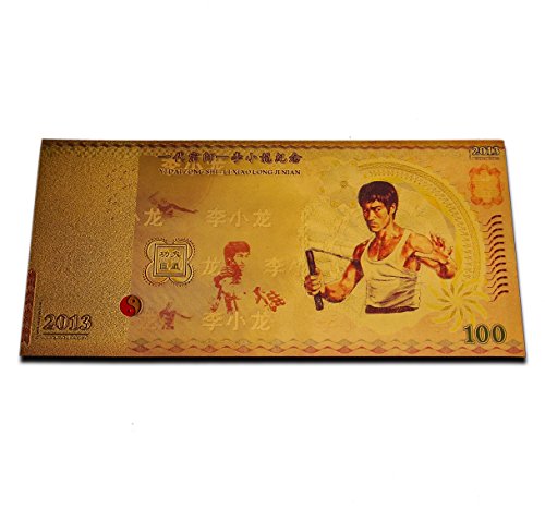 Rare Bruce Lee billetes chapado en oro China aniversario conmemorativo artes marciales legend homenaje regalo