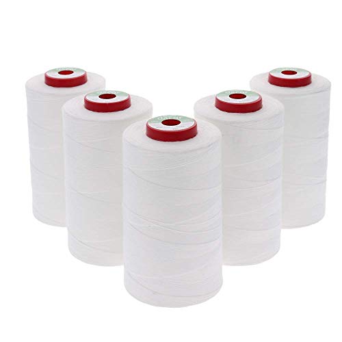 Sewfil dacor 120-5 conos de hilo de coser de poliéster - Pack de 5 bobinas (5 x 5.000 metros) - Blanco