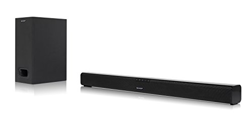 Sharp HT-SBW110 2.1 Slim - Barra de Sonido Cine en casa (Bluetooth, HDMI ARC/CEC, 180 W, Audio óptico Digital, AUX, 80 cm) Color Negro