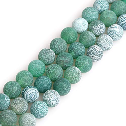 SHGbeads - Cuentas de ágata verde sueltas, redondas, esmeriladas, cristal de 10 mm, energía de piedra, energía de curación para bisutería, 38,1 cm