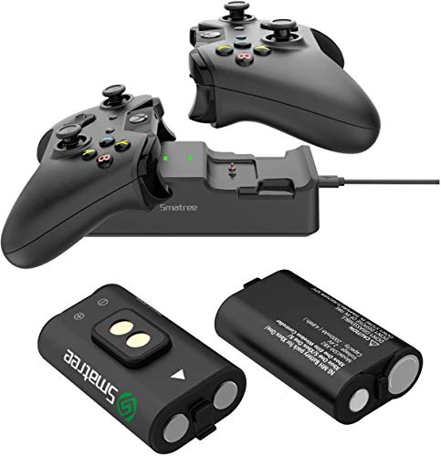 Smatree Estación de carga de doble ranura con batería recargable (paquete de 2) para Xbox One / Xbox One S / Xbox One X / Xbox One controlador inalámbrico Elite Smatree Estación de carga de doble ranura con batería recargable (paquete de 2) para Xbox One / Xbox One S / Xbox One X / Xbox One controlador inalámbrico Elite