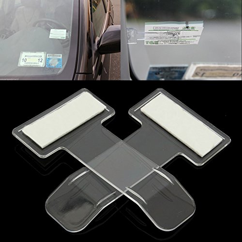Soporte con cinta adhesiva para parabrisas CALISTOUK para colgar tiquetes de aparcamiento o permisos de aparcamiento (2 unidades)