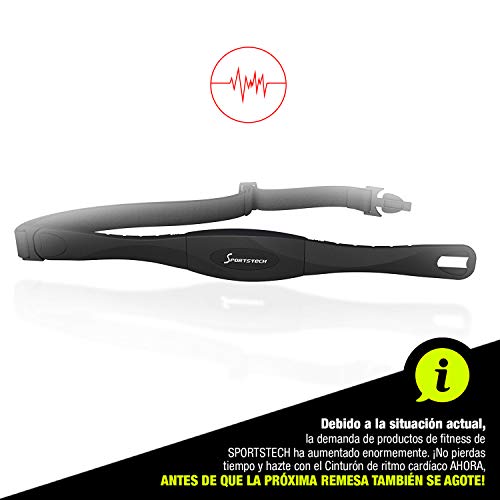 Sportstech Pulsómetro Pecho para Entrenamiento de frecuencia cardíaca, elíptica, Cinta de Correr, Bicicleta elíptica y máquinas de Remo (Pulsómetro)