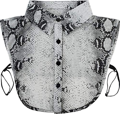 styleBREAKER Cuello de Blusa de Mujer con Motivo de Piel de Serpiente y Tapeta de Botones, Cuello para Blusas y jerséis 08020010, Color:Gris Claro-Negro