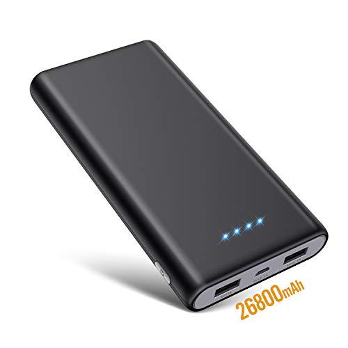 SWEYE Batería Externa 26800mAH Carga Rápida de Power Bank 2 USB Cargar y Luces LED [Ultra Capacidad］Cargador Movil Portátil Compacto con Múltiples Protecciones para Android Smartphones Tabletas, etc