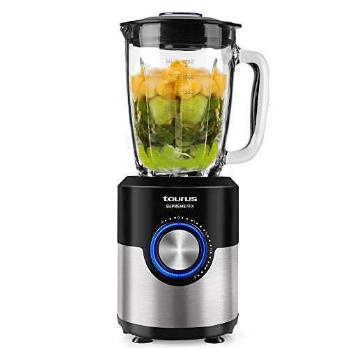 Taurus Supreme Mix - Batidora de Vaso, 1200 W y Cuchillas de Acero Inoxidable de 6 Filos, Multicolor Taurus Supreme Mix - Batidora de Vaso, 1200 W y Cuchillas de Acero Inoxidable de 6 Filos, Multicolor