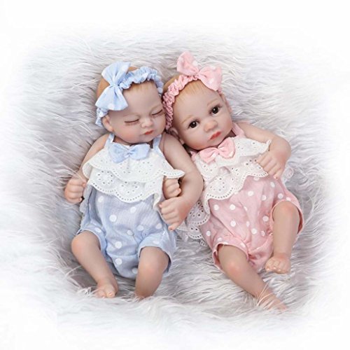 Terabithia Mini 10" Realista Reborn bebé muñecas de Silicona de Cuerpo Completo Gemelos recién Nacidos