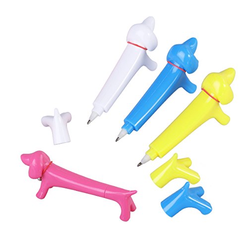 TOYMYTOY Bolígrafos con forma de cachorro Regalo para niños Oficina de la escuela Material escolar 4 piezas (Azul / Rojo / Amarillo / Blanco)