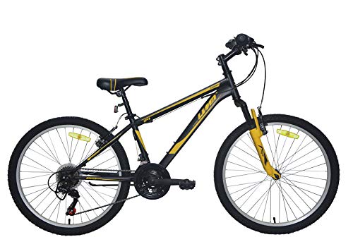 Umit 24 Pulgadas Negra/Amarilla, Bicicleta XR-240 Partir de 9 años, con Cambio Shimano y Suspension Delantera, Unisex niños
