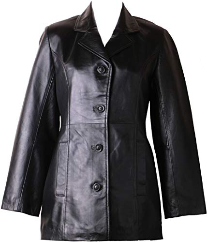 UNICORN Mujeres Genuino real cuero chaqueta Estilo clásico Blazer traje Marrón #AZ Tamaño 40