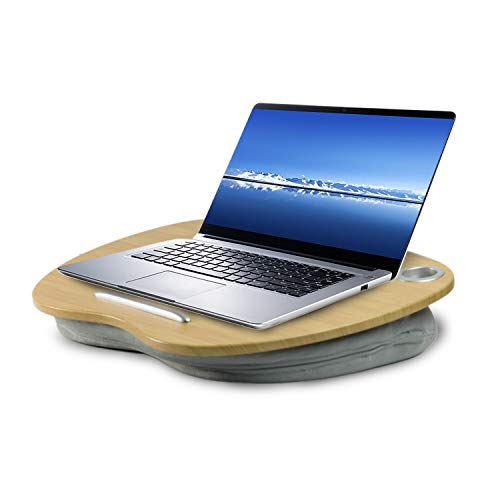 VLOXO - Mesa portátil para Ordenador portátil, con cojín y Plataforma de bambú en la Cama y el sofá, con Orificio para Cable y Tira Antideslizante para portátiles de hasta 14 Pulgadas, Color Gris VLOXO - Mesa portátil para Ordenador portátil, con cojín y Plataforma de bambú en la Cama y el sofá, con Orificio para Cable y Tira Antideslizante para portátiles de hasta 14 Pulgadas, Color Gris