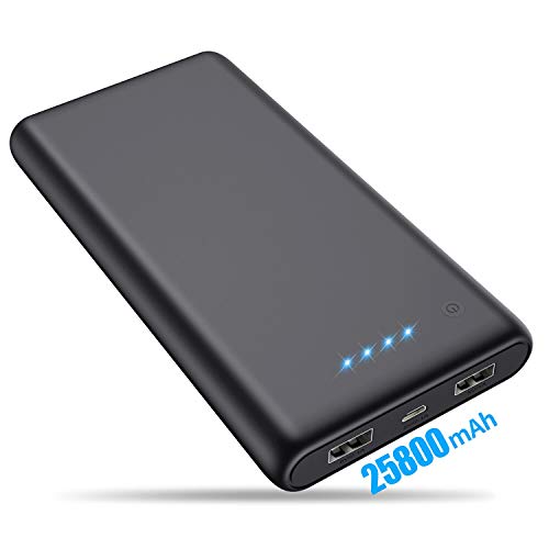 VOOE Batería Externa 25800mAh [Versión Mejorada] Power Bank Ultra Capacidad Cargador Portátil Móvil con 2 Puertos USB y Luces LED Power Bank Alta Velocidad Cargador para Smartphones Tabletas y Más