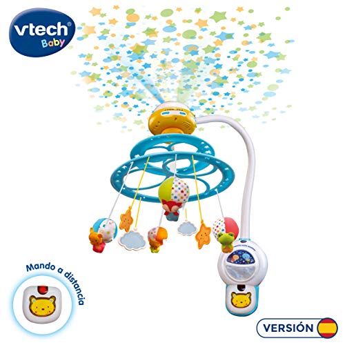 VTech 80-181022 Baby Noche Estrellitas - Proyector Móvil para Bebé, con Luces y Sonidos Relajantes, Lámpara/Módulo extraíble, Mando a Distancia y Temporizador