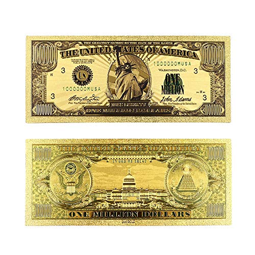 XSWY Papel Moneda US Gold Billetes EE.UU. lámina de Oro de 1 millón de Billete de dólar de Oro del Billete de Banco Nota Colección Hogar Fácil de Usar (Color : B)