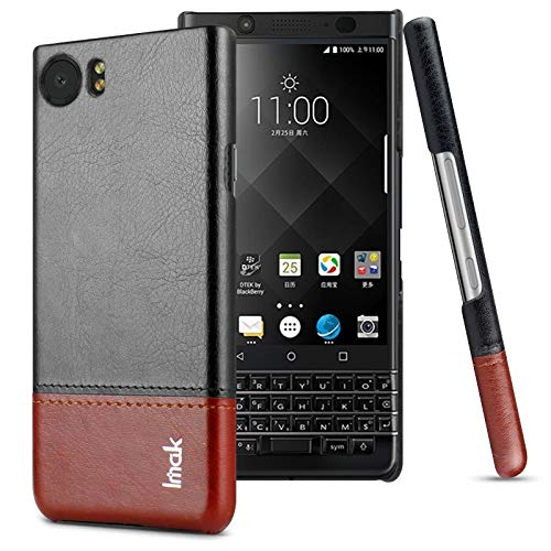 Yiki Caja Protectora Ruiyi Serie Concisa Delgada de la PU + PC for Blackberry KEYONE / DTEK70 Nueva (Negro Marrón) (Color : Black Brown)